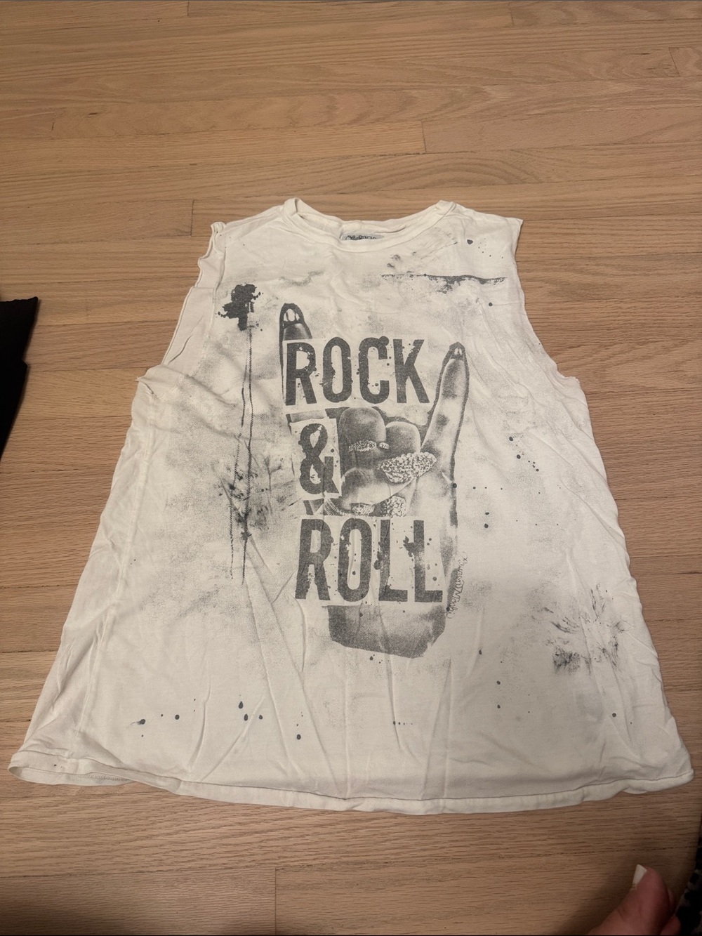 Lauren Moshi White Graphic 'Rock & Roll' Muscle Tank